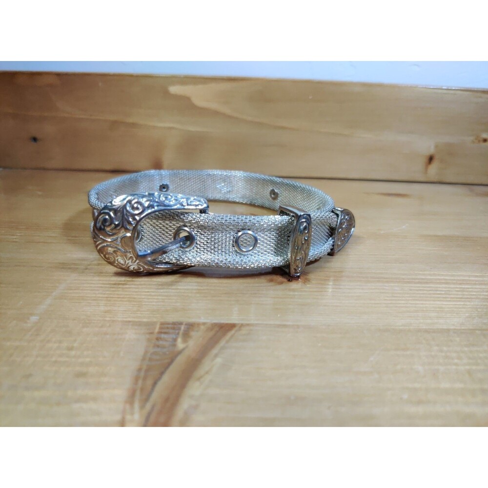 VTG Buckle Mesh Belt Choker Necklace Silver Tone 19.5" End To End